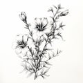 Hand Drawn Flower Painting: Minimalistic Carnation Drawing On White Background