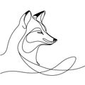 A black and white drawing of a fox's head, with a long, curved nose and large, round eyes.