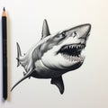 Realistic Shark Pen Drawing With Bold Character Designs Royalty Free Stock Photo