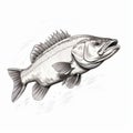 Monochrome Largemouth Bass Fishing Vector Design