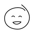 Black and white drawing of a laughing good-natured emoticon with closed eyes