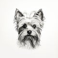 Minimalist Yorkshire Terrier Sketch On White Background