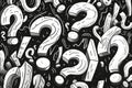 A black and white drawing of many different types of question marks. Generative AI Royalty Free Stock Photo