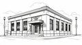 Black And White Drawing Of An Old Bank Building Royalty Free Stock Photo