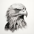 Hyperrealistic Black And White Eagle Portrait Tattoo Drawing