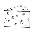 Black And White Drawing Of A Piece Of Cheese