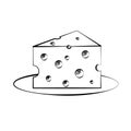 Black And White Drawing Of A Piece Of Cheese