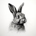 Photorealistic Black And White Rabbit Drawing