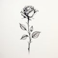 Monochrome Rose Illustration On White Background