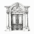 Elegant Black And White Sketch Door - Classical Academic Style