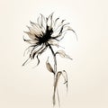 Elegant Brushstroke Sunflower: Minimalist Ink Drawing With Delicate Lines
