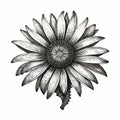 Eerily Realistic Engraved Sunflower: Minimalistic Black and White Sketch