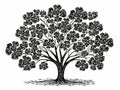 A Black And White Drawing Of A Tree - Clover tree for st. Patrick s day Royalty Free Stock Photo