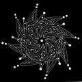 A black and white drawing of a twirling mandala. Royalty Free Stock Photo