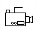 Black and white drawing of a video camera on white background Royalty Free Stock Photo