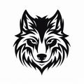 Elegant Tribal Wolf Head Logo - Bold Stencil Design