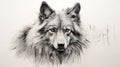 a black and white drawing of a wolf's face. generative ai