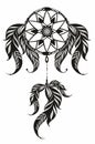 Dream catcher with threads, beads and feathers. Native american symbol in boho style. Vector tribal.Vector illustration. Royalty Free Stock Photo