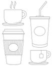 Black and white drink icon set poster