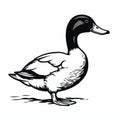 Black And White Duck Outline Svg Cutout: Bold Graphic Style With Precise Detailing