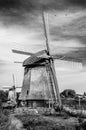 Black and white Dutch windmill Royalty Free Stock Photo