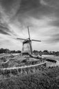 Black and white Dutch windmill Royalty Free Stock Photo