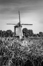 Black and white Dutch windmill Royalty Free Stock Photo