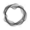 Black and white, dynamic, rippled distorted circle round shape