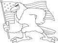 Black And White Eagle Bird Cartoon Character Waving American Flag Royalty Free Stock Photo