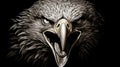Aggressive Digital Illustration Of An Eagle\'s Head On Black Background