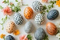 Black and white Easter eggs with intricate geometric details Royalty Free Stock Photo