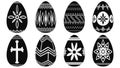 Black and White Easter Eggs Set with Decorative Ornaments Royalty Free Stock Photo