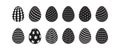 Black and white Easter eggs set. Monochrome patterned decorations. Vector black silhouette on white background. Geometric pattern Royalty Free Stock Photo
