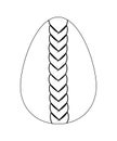 Black and white egg icon decorated with rope. Flat style. Egg isolated on white background