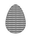 Black and white egg icon in flat style. Egg isolated on white background decorated with grid