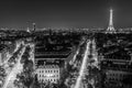 Black and white Eiffel tower Royalty Free Stock Photo