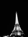 Black and white eiffel tower at nite