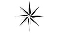 Black and White Eight-Pointed Compass Rose Icon Royalty Free Stock Photo