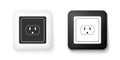 Black and white Electrical outlet in the USA icon isolated on white background. Power socket. Square button. Vector Royalty Free Stock Photo