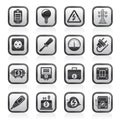 Black and white electricity, power and energy icons Royalty Free Stock Photo
