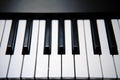 Black and white electronic piano keys, new modern synthesizer close-up Royalty Free Stock Photo