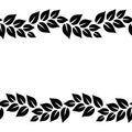 Black and white elegant leaves seamless border frame, vector