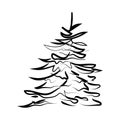 Elegant outline drawing of pine tree seamless pattern. Vector illustration. Royalty Free Stock Photo