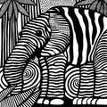 Black and White Elephant Jungle Safari Camouflage Royalty Free Stock Photo