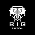 Black and white Elephant Tactical logo in shield vector template for military tactical armory logo design