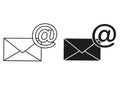 Black And White Email Flat Icon Vector. Email Icon Silhouette Royalty Free Stock Photo