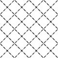 Black and white embroidered geometric checkered ornament seamless pattern, vector