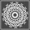 Black and white embroidery floral lace  seamless mandala pattern. Tapestry ornamental lacy background. Ornate  hand drawn grunge Royalty Free Stock Photo