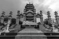 Black and white , empty view of an Asian temple in Vietnam Royalty Free Stock Photo