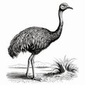 Black And White Emu Illustration In Traditional Oceanic Art Style Royalty Free Stock Photo